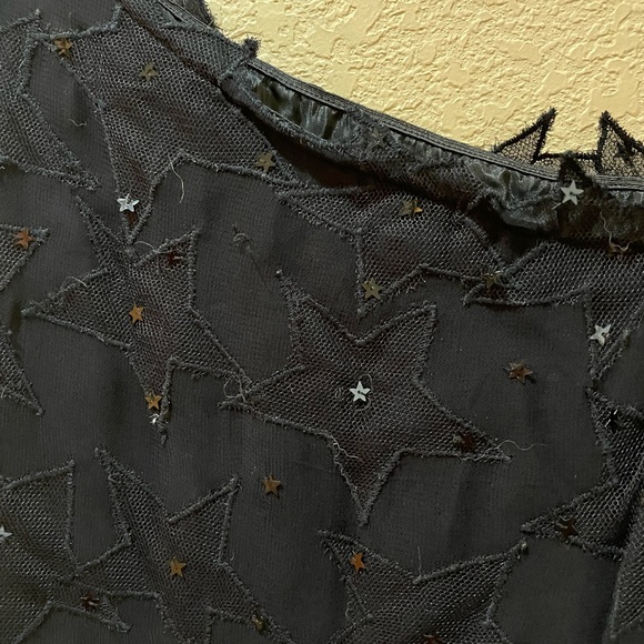 Guess black star and sequin asymmetrical little black dress.  Size 6. - Picture 2 of 3